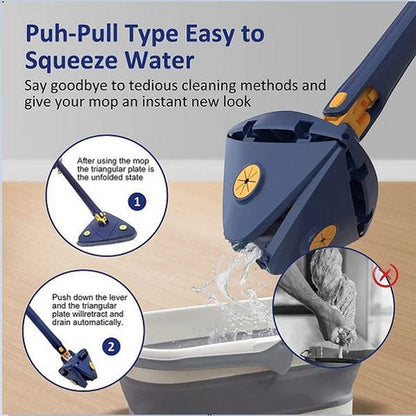 360° Rotating Self-Wringing Floor Mop - Adjustable Handle